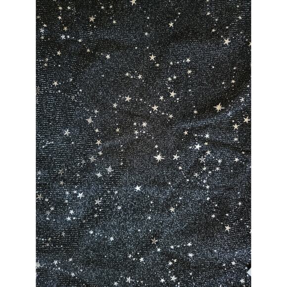 NWT Mangopop Black Sheer Mesh Shimmer Silver Star Metallic Fitted Shirt Size XL - Picture 2 of 5